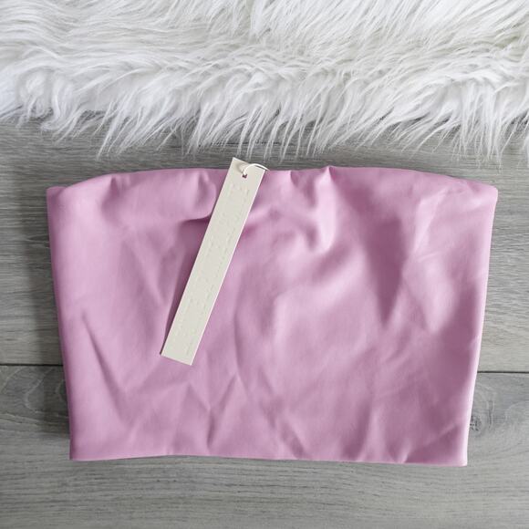 Lapointe Stretch Faux Leather Cropped Tube Top Blossom Pink New Size 4 - Picture 4 of 16